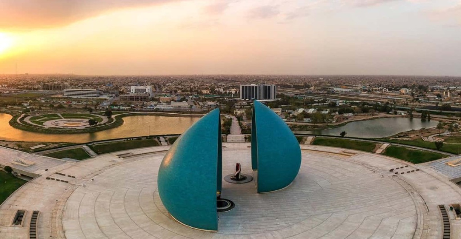 Al-Shaheed Monument in Baghdad at sunset